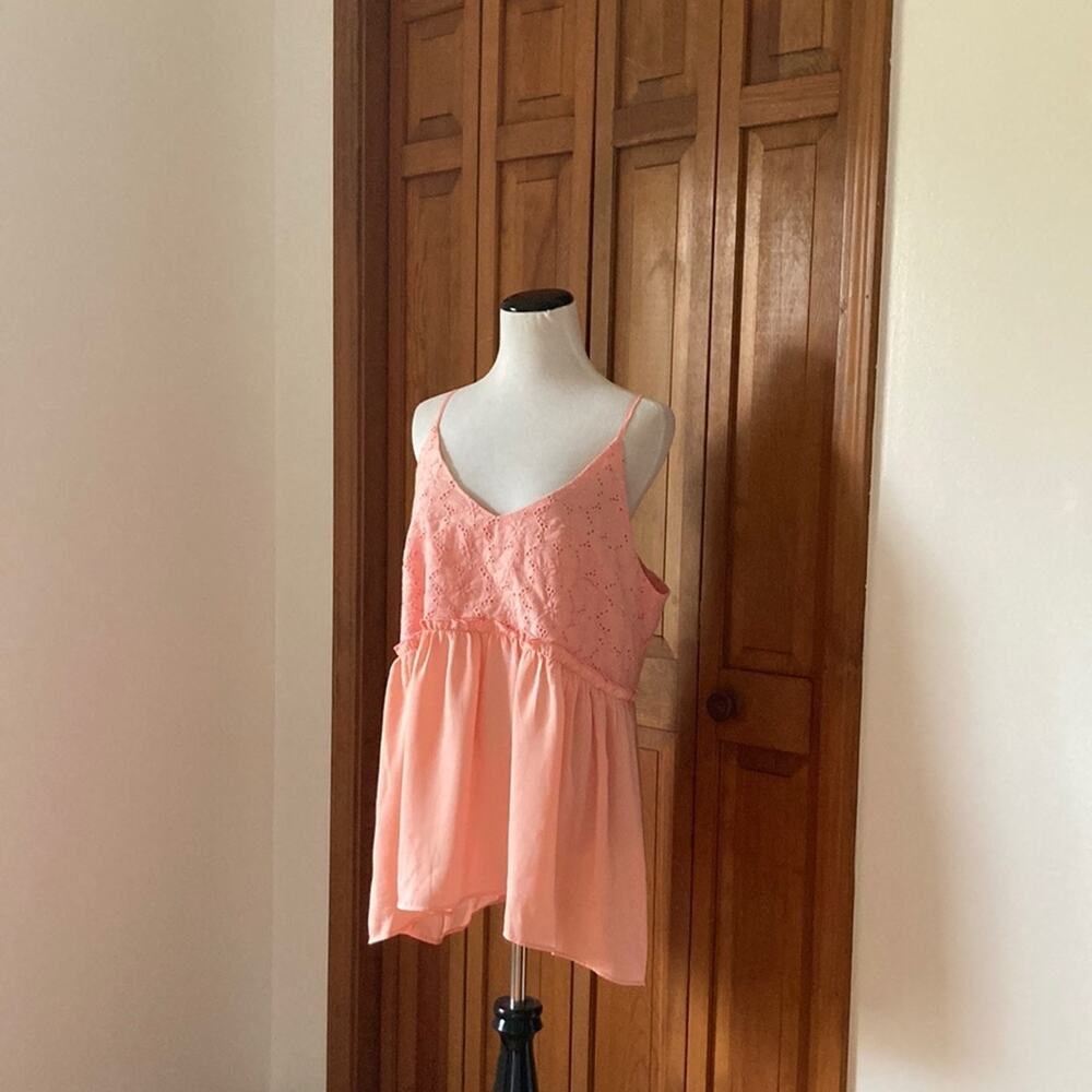 Liumilac Pink Eyelet and Chiffon Top, Size XL
